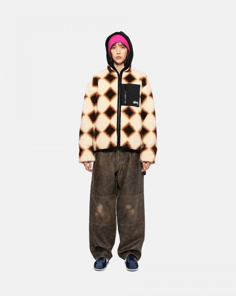 Brown Stussy Sherpa Reversible Jackets | 5073NOBSG