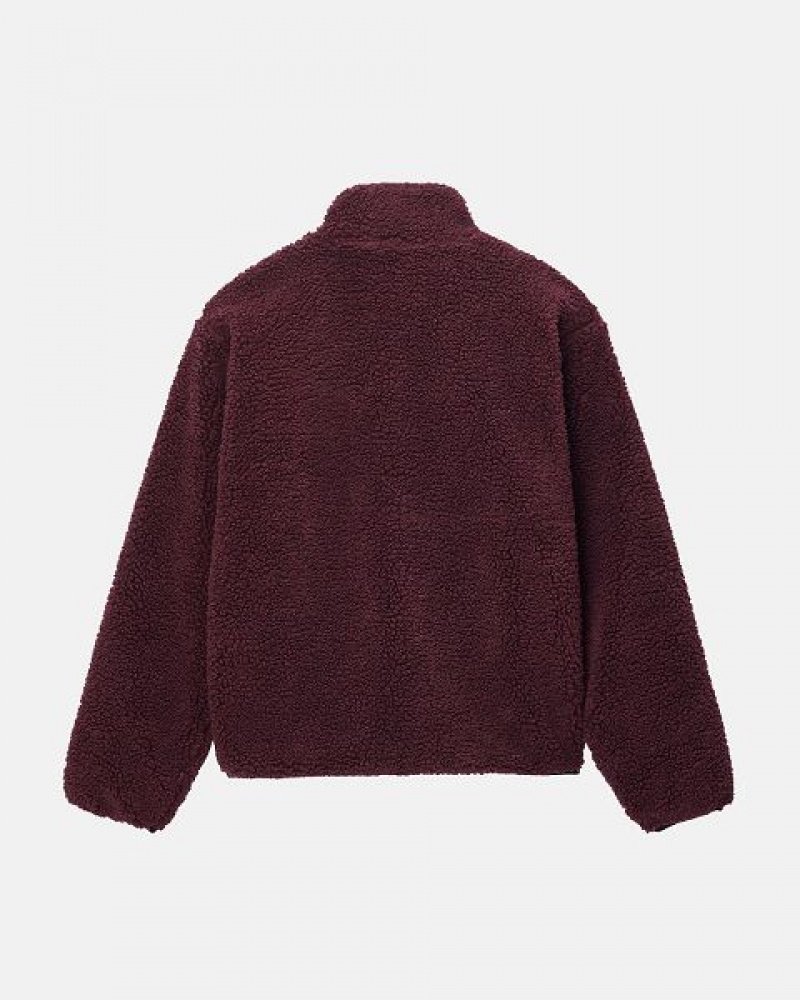 Burgundy Stussy Sherpa Reversible Jackets | 4529TYKPI