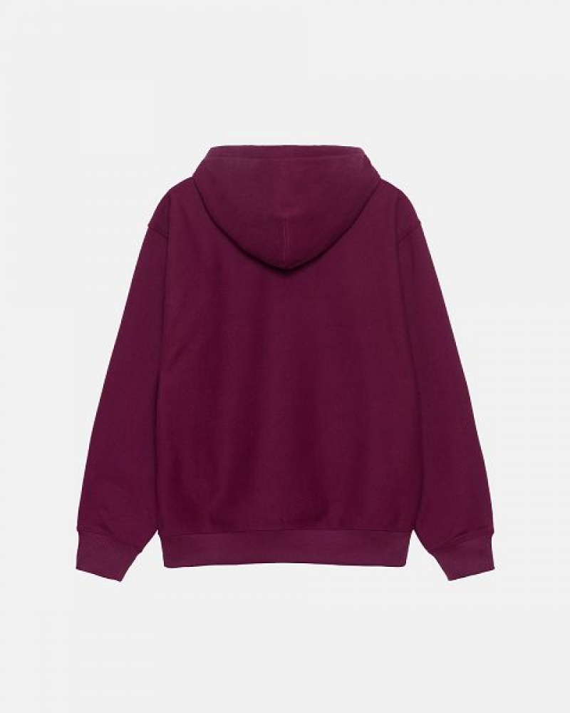 Burgundy Stussy Stock Logo Hoodie | 6524VXDGS