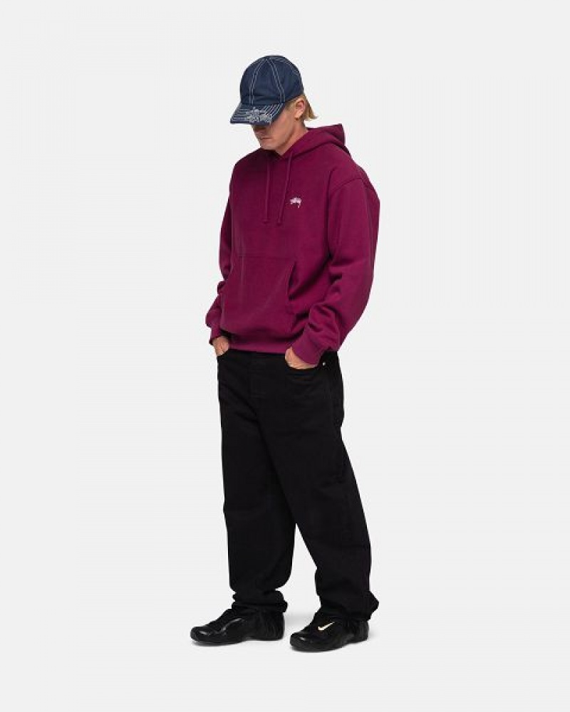 Burgundy Stussy Stock Logo Hoodie | 6524VXDGS