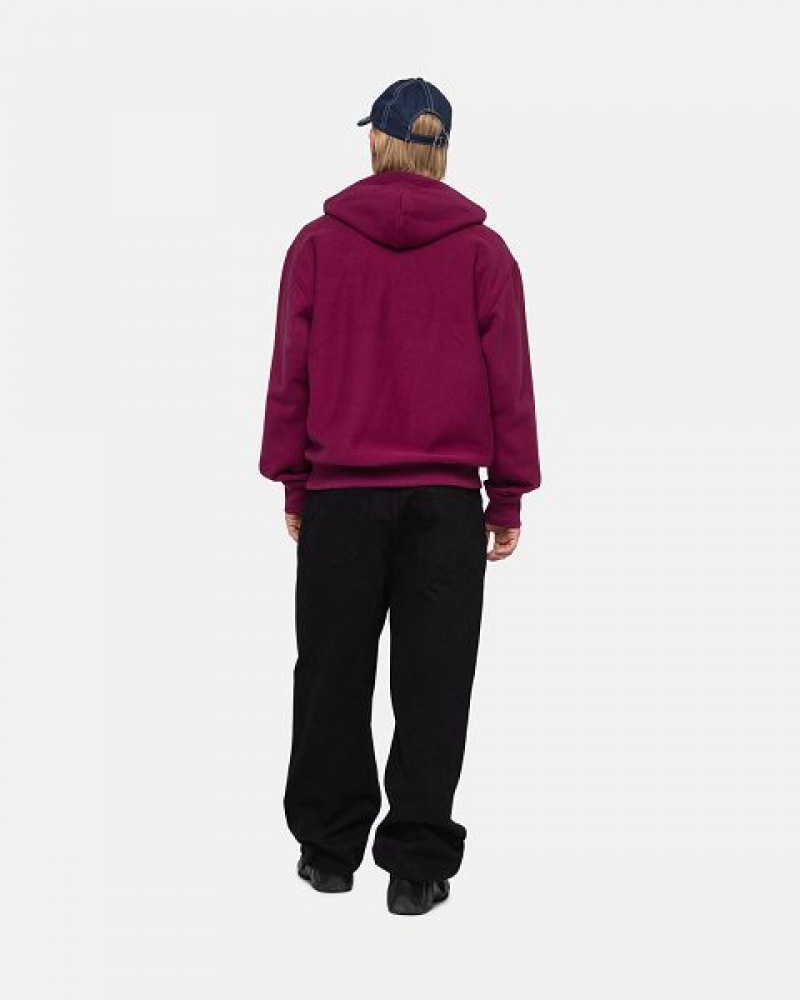 Burgundy Stussy Stock Logo Hoodie | 6524VXDGS