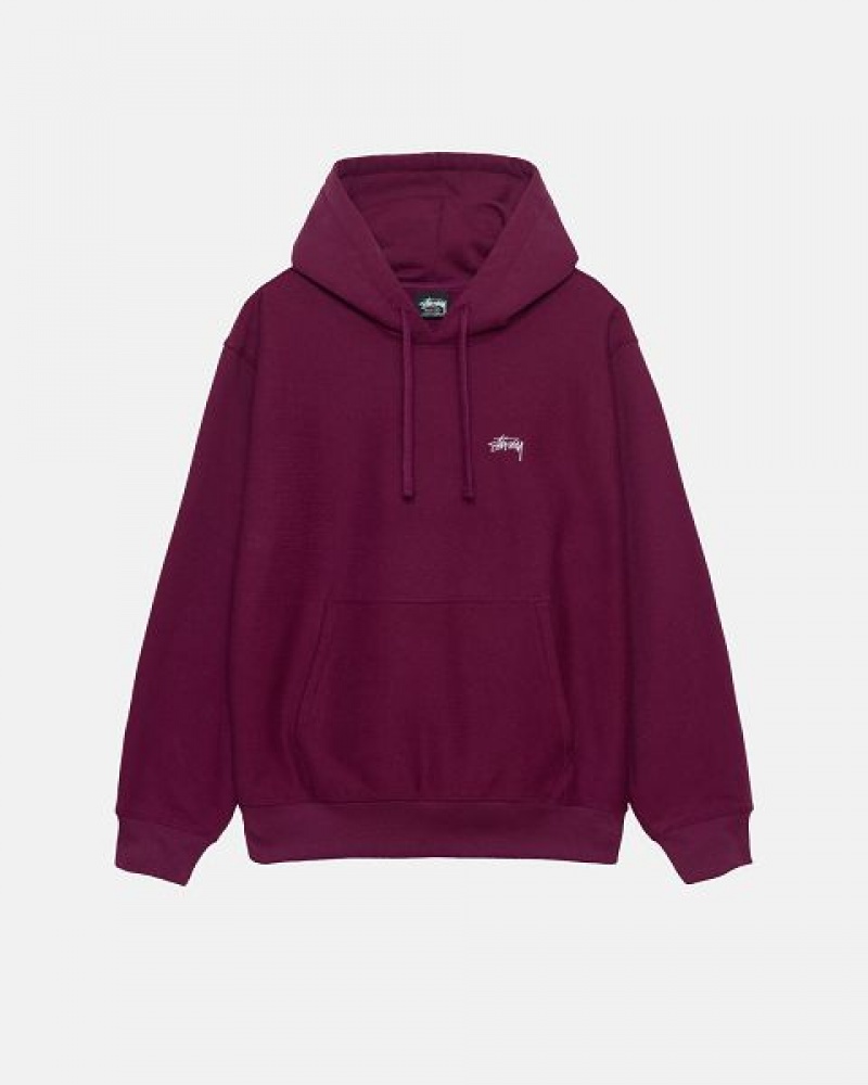 Burgundy Stussy Stock Logo Hoodie | 6524VXDGS