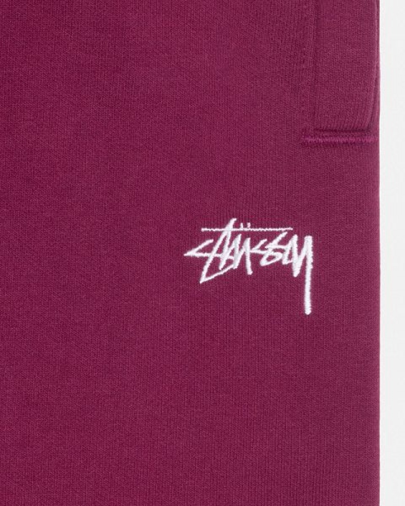 Burgundy Stussy Stock Logo Sweatpants | 7538RYCZS