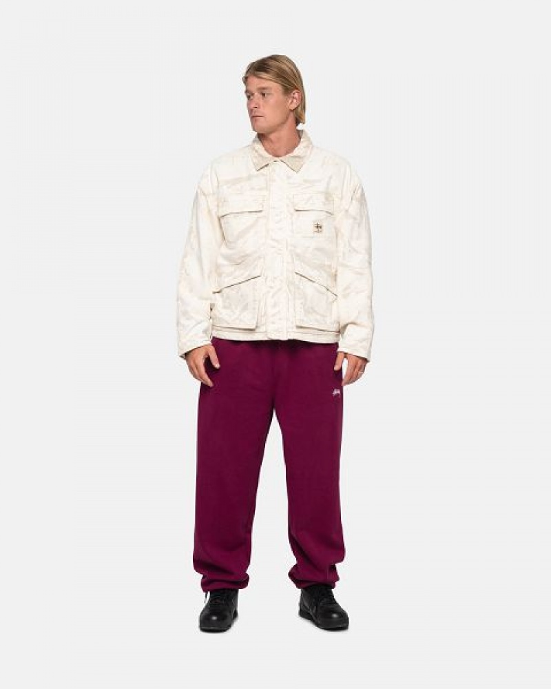 Burgundy Stussy Stock Logo Sweatpants | 7538RYCZS