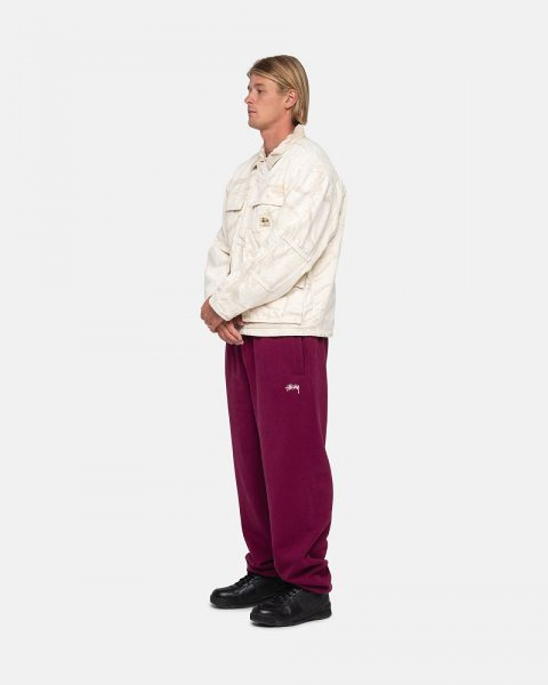 Burgundy Stussy Stock Logo Sweatpants | 7538RYCZS