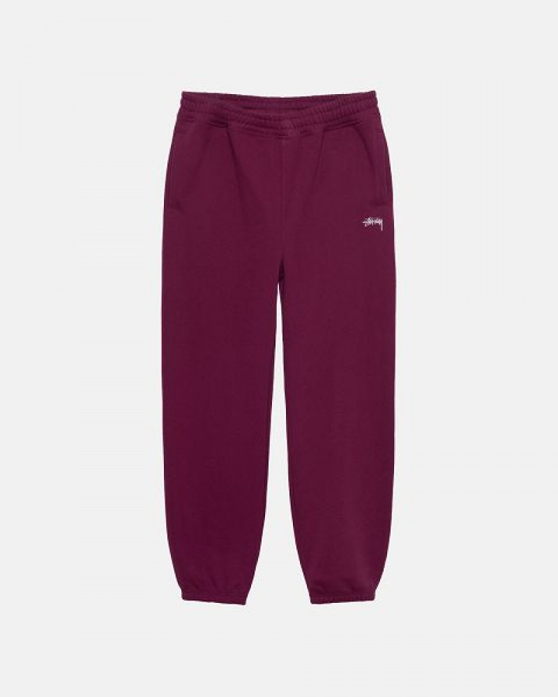 Burgundy Stussy Stock Logo Sweatpants | 7538RYCZS