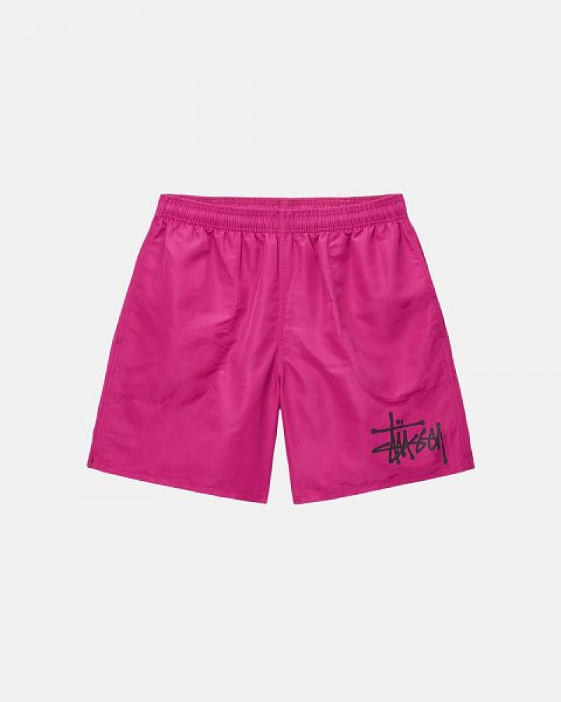 Burgundy Stussy Water Big Basic Shorts | 7519DTROB