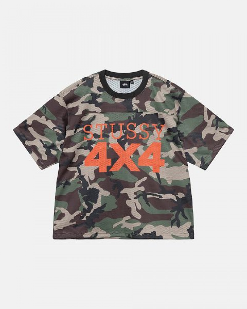 Camo Stussy 4x4 Mesh Football Jersey | 7839BONVM