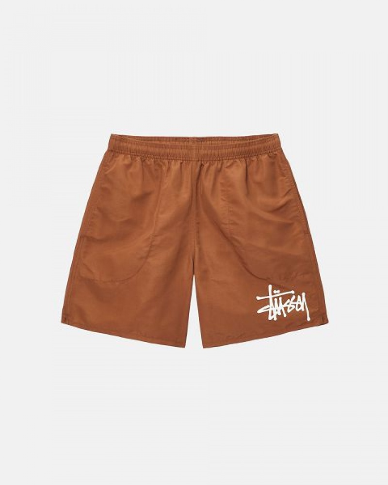 Coffee Stussy Water Big Basic Shorts | 6215AWZLM