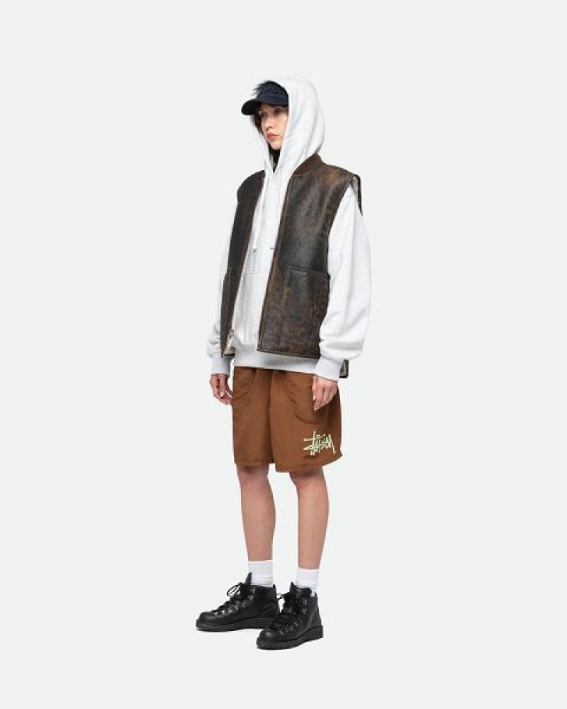 Coffee Stussy Water Big Basic Shorts | 7801JDXNE