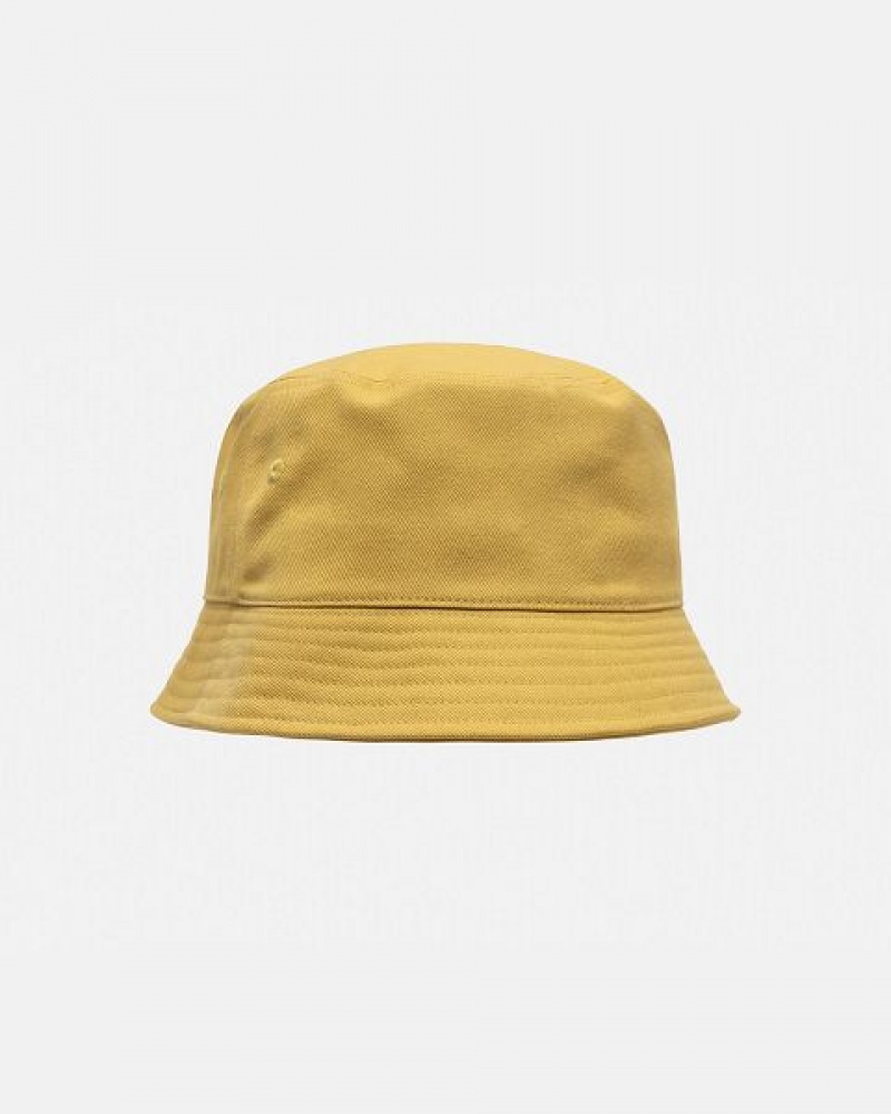 Gold Stussy Deep Bucket Ss Link Hats | 5379MYIJP