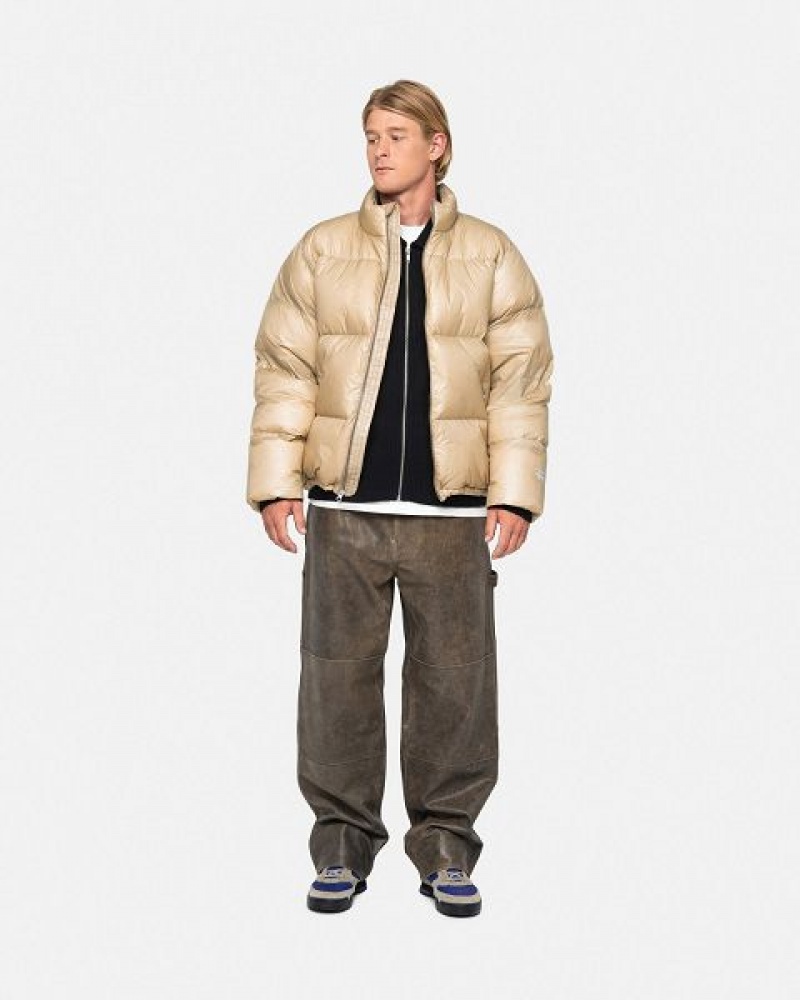 Gold Stussy Parachute Ripstop Down Jackets | 0879TYJEA