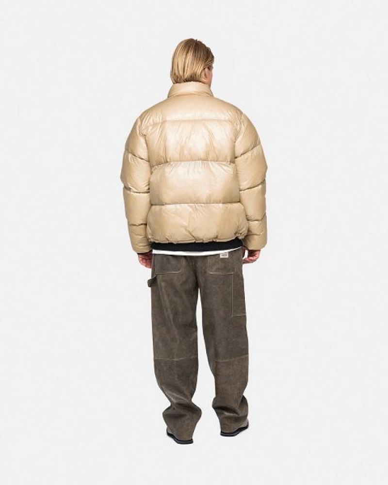 Gold Stussy Parachute Ripstop Down Jackets | 0879TYJEA