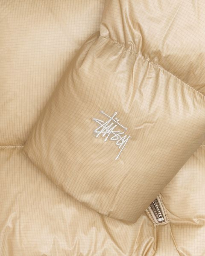 Gold Stussy Parachute Ripstop Down Jackets | 0879TYJEA