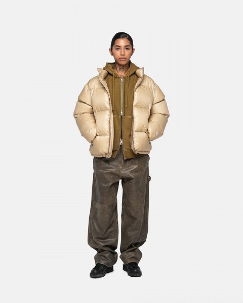 Gold Stussy Parachute Ripstop Down Jackets | 0879TYJEA