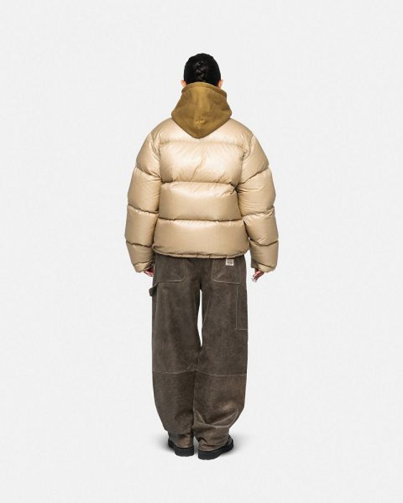 Gold Stussy Parachute Ripstop Down Jackets | 0879TYJEA