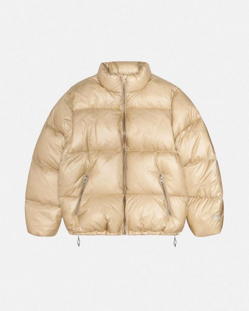 Gold Stussy Parachute Ripstop Down Jackets | 0879TYJEA