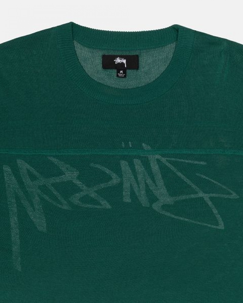 Green Stussy Football Sweaters | 8192YNZHO