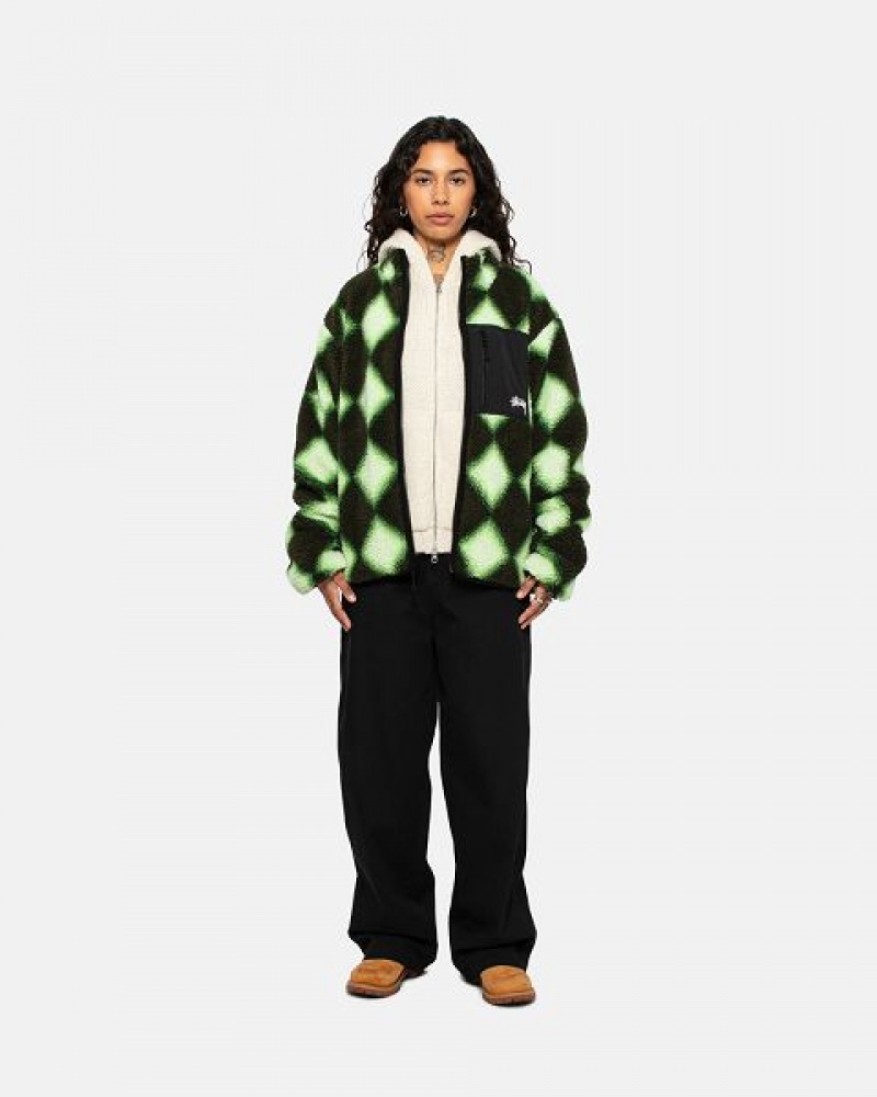 Green Stussy Sherpa Reversible Jackets | 2645XSHBF