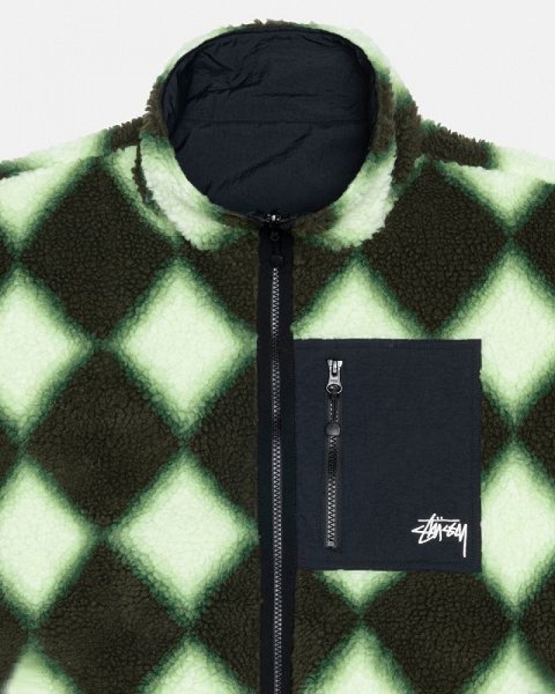 Green Stussy Sherpa Reversible Jackets | 2645XSHBF