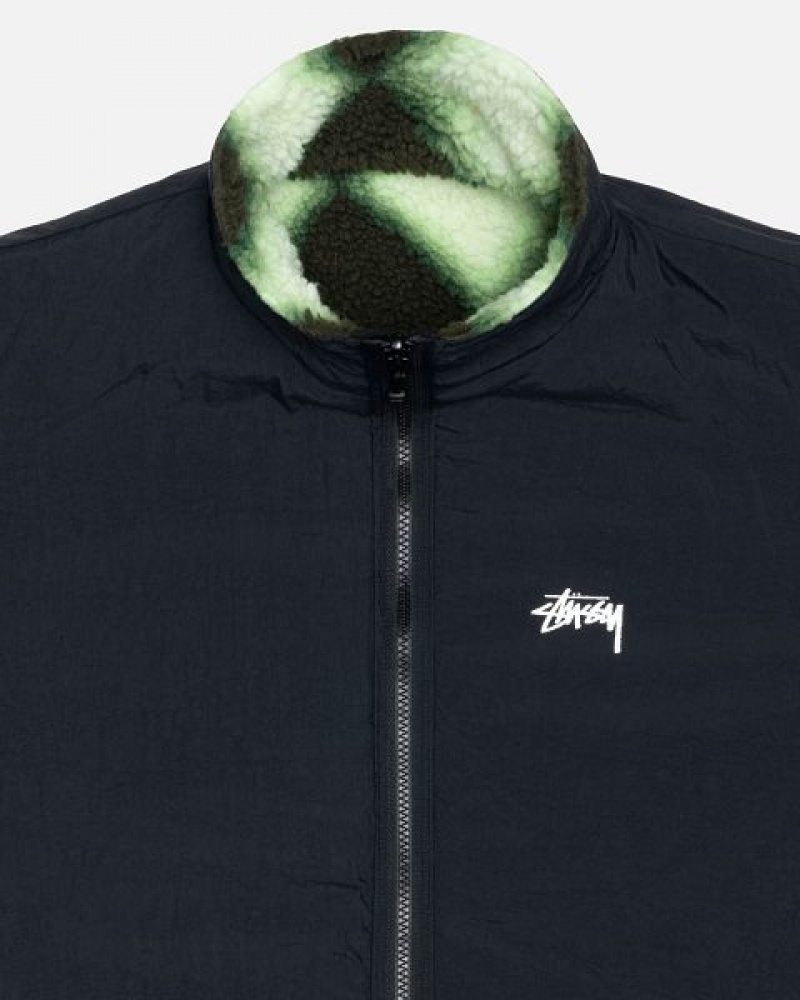 Green Stussy Sherpa Reversible Jackets | 2645XSHBF