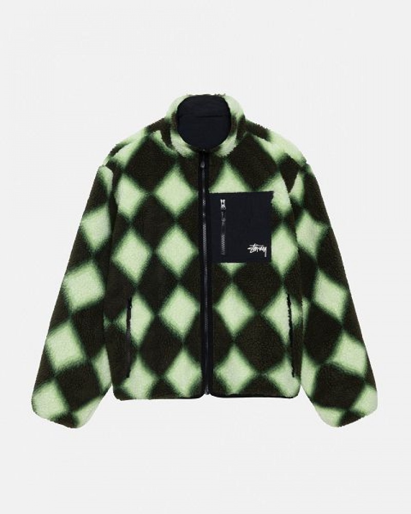 Green Stussy Sherpa Reversible Jackets | 2645XSHBF