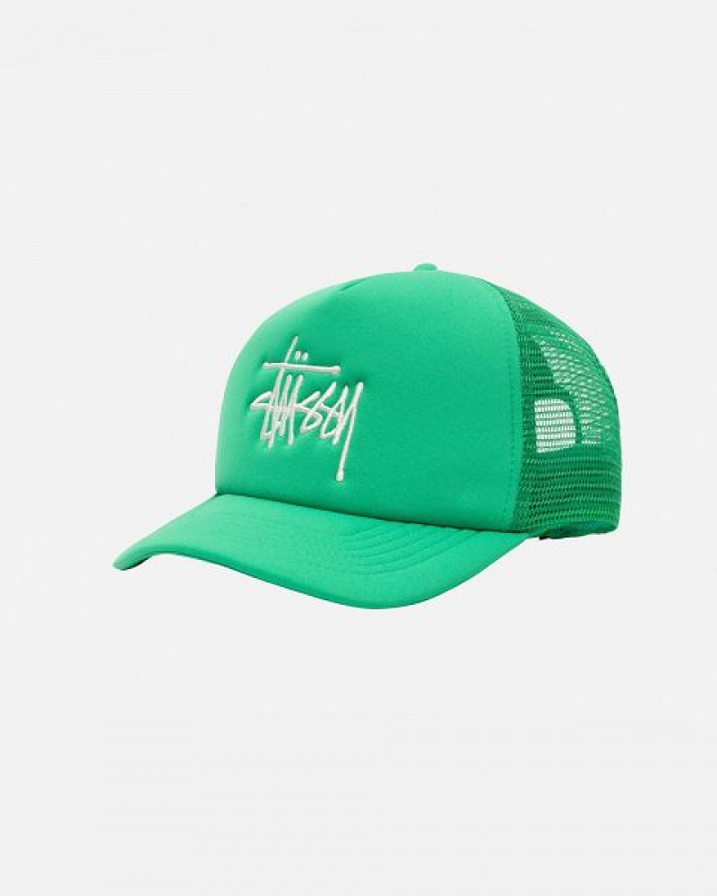 Green Stussy Trucker Big Basic Snapback Caps | 8615APSHI