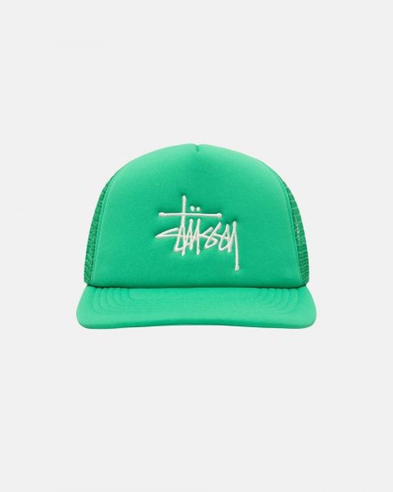 Green Stussy Trucker Big Basic Snapback Caps | 8615APSHI