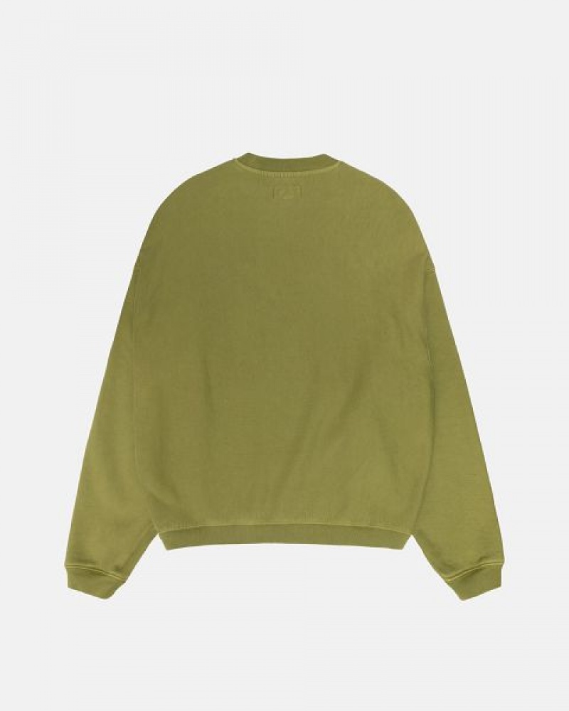 Green Stussy Varsity Oversized Crew Sweatshirts | 2876RKMPL