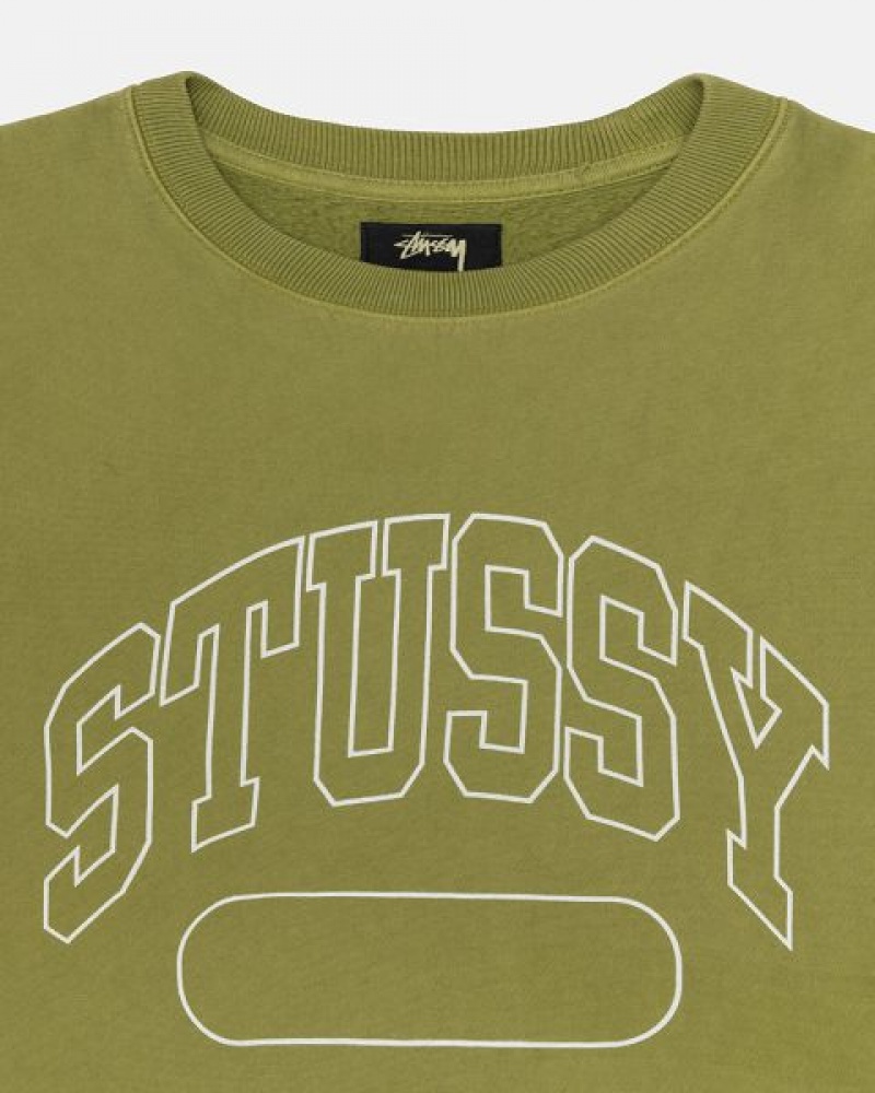 Green Stussy Varsity Oversized Crew Sweatshirts | 2876RKMPL