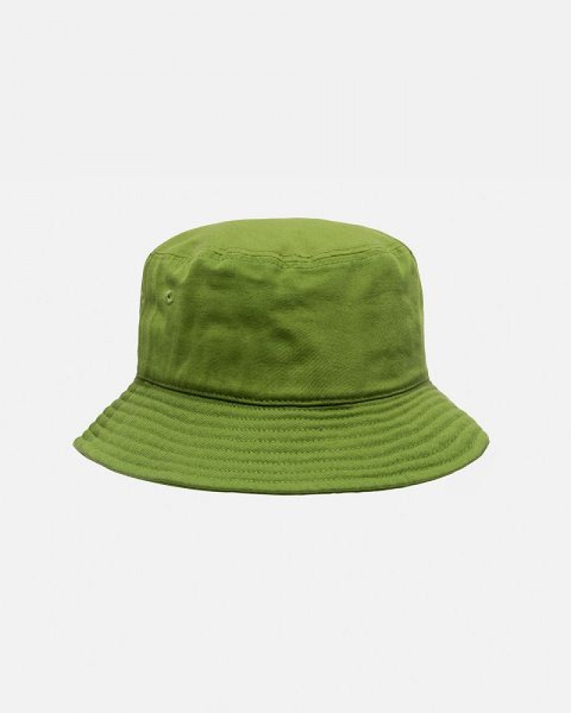 Green / White Stussy Bucket Big Stock Hats | 7326ICGZO