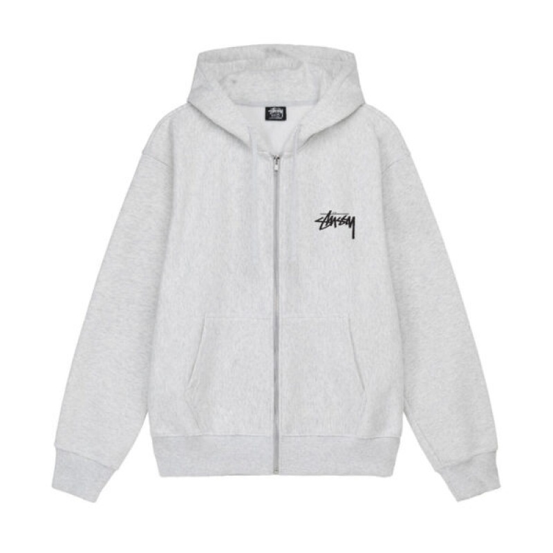 Grey Stussy Block Sport Zip Hoodie | 0317FLJHI