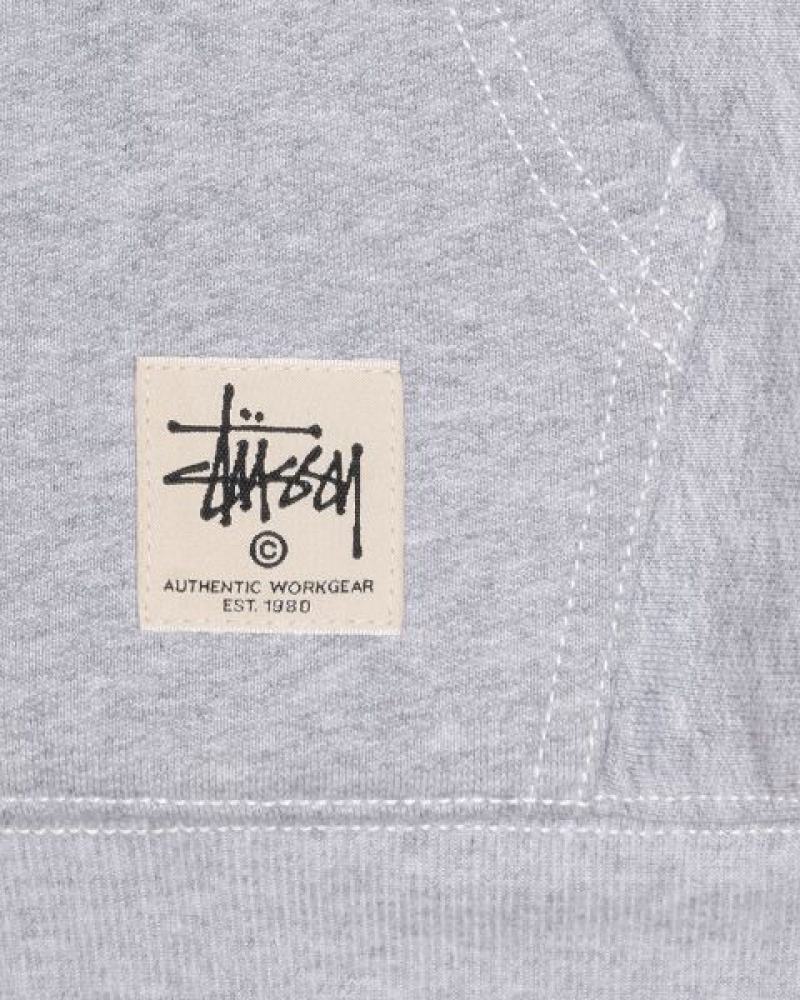 Grey Stussy Double Face Label Zip Hoodie | 6748XMWRE