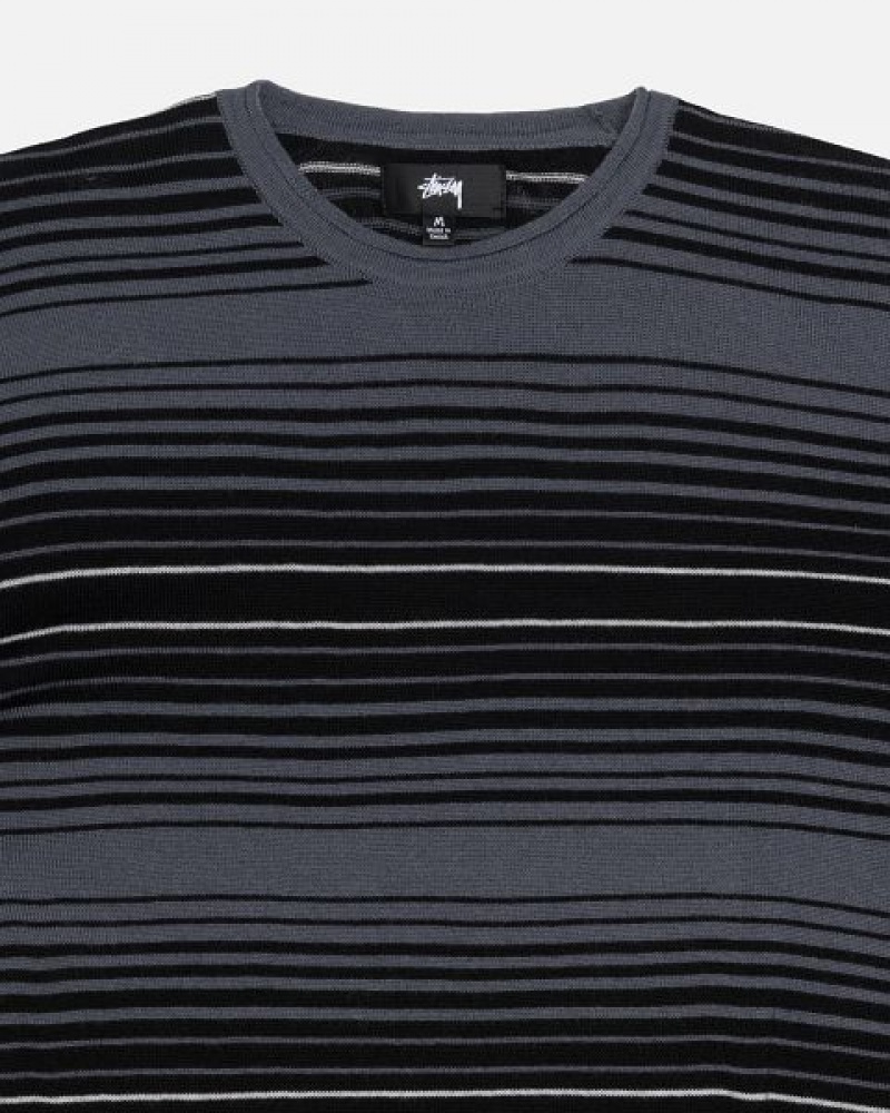 Grey Stussy Horizontal Stripe Sweaters | 5830UIAST