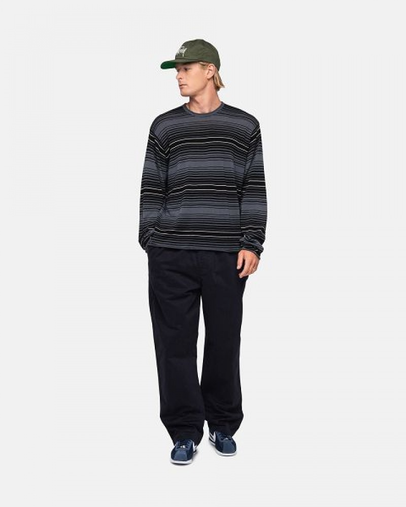 Grey Stussy Horizontal Stripe Sweaters | 5830UIAST