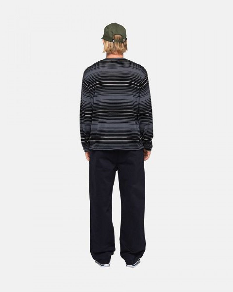 Grey Stussy Horizontal Stripe Sweaters | 5830UIAST