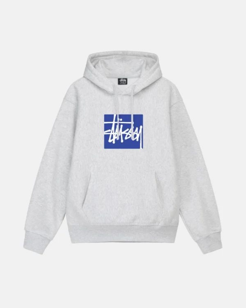 Grey Stussy Stock Box Hoodie | 1935FTGNV