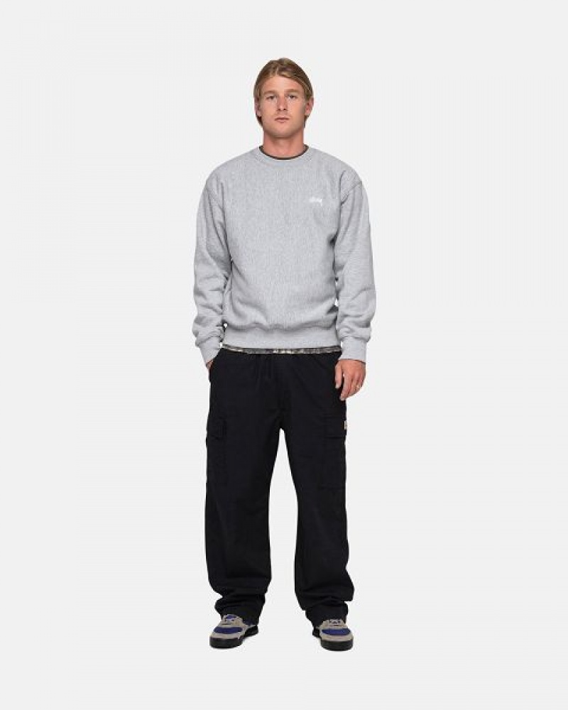 Grey Stussy Stock Logo Crew Sweatshirts | 8516SWMPB