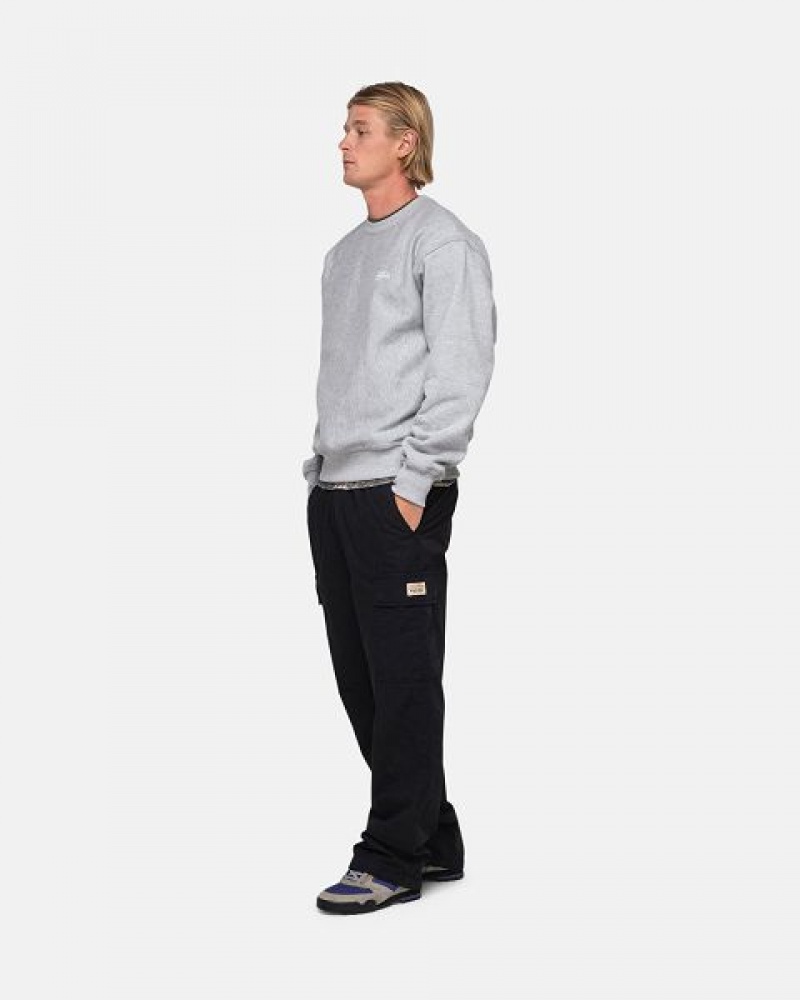 Grey Stussy Stock Logo Crew Sweatshirts | 8516SWMPB