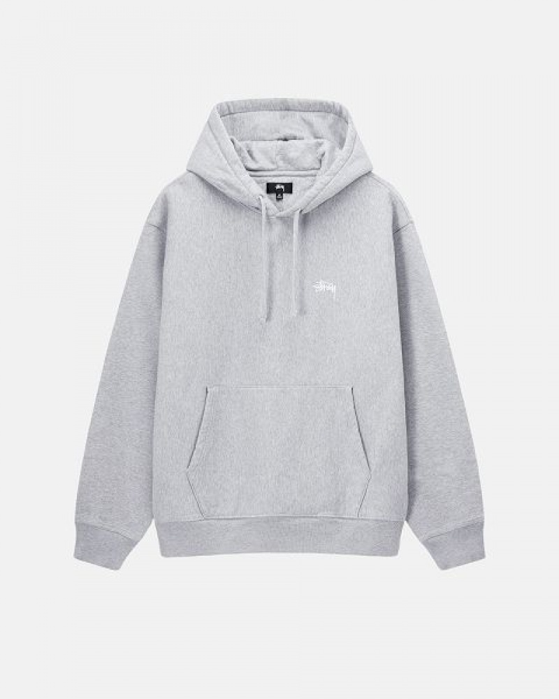 Grey Stussy Stock Logo Hoodie | 5480BWJSR