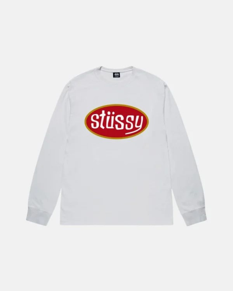 Grey / Red / White Stussy Pitstop Ls Sweatshirts | 1835ZAUJC