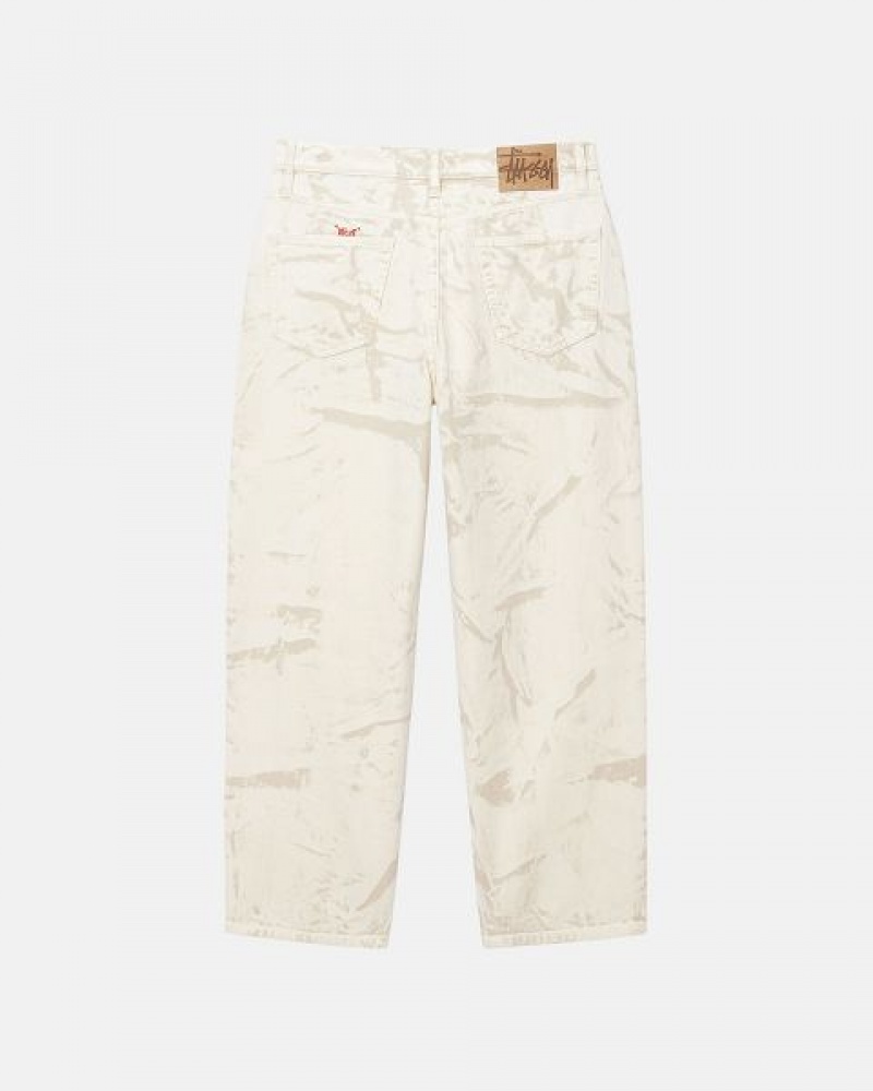 Khaki Stussy Big Ol' Distressed Canvas Jeans | 5241GFOWN