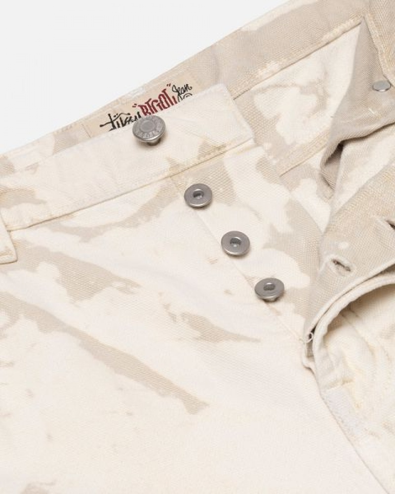 Khaki Stussy Big Ol' Distressed Canvas Jeans | 5241GFOWN