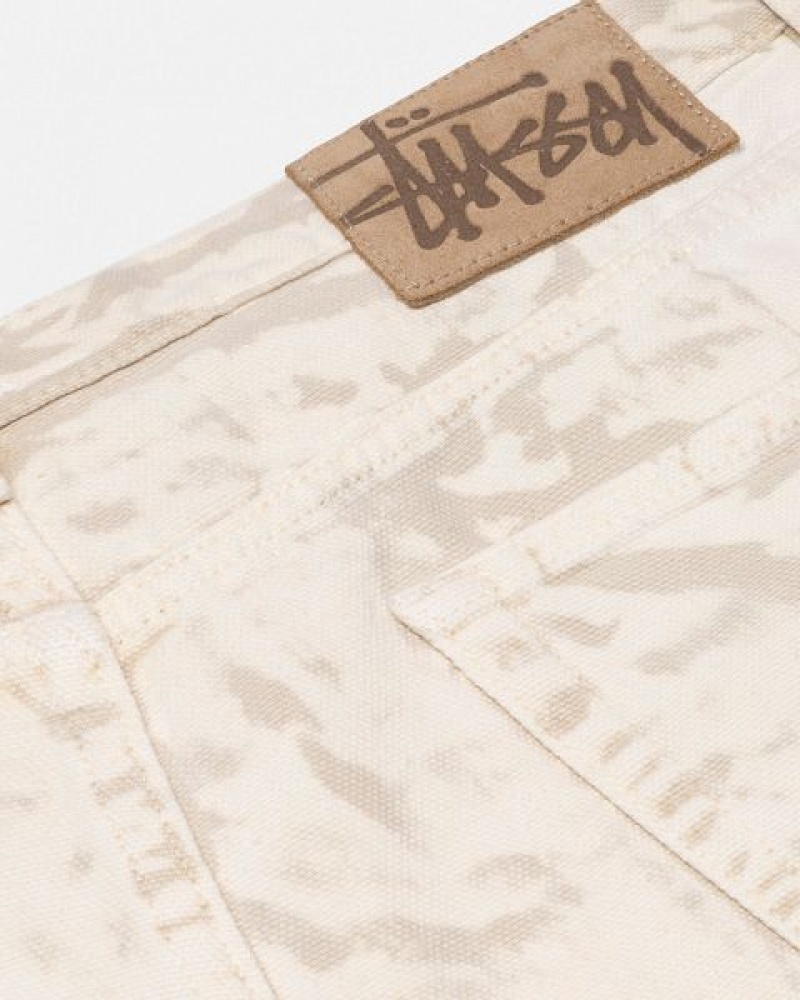 Khaki Stussy Big Ol' Distressed Canvas Jeans | 5241GFOWN