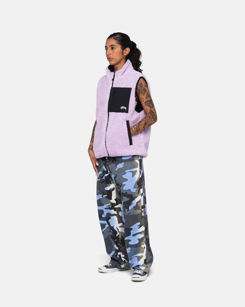 Lavender Stussy Sherpa Reversible Vest | 8531WEGJS