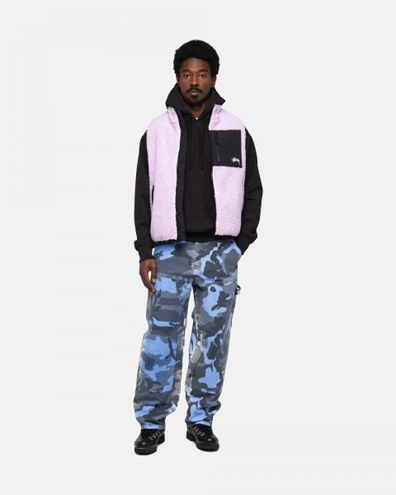 Lavender Stussy Sherpa Reversible Vest | 8531WEGJS