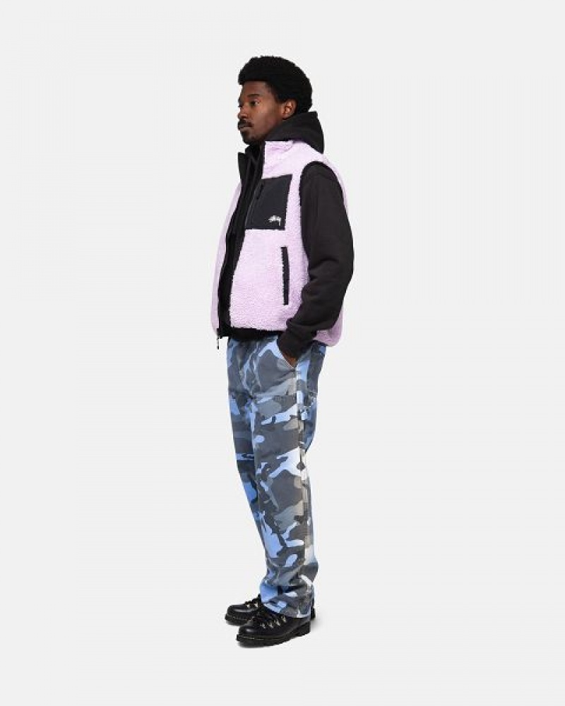 Lavender Stussy Sherpa Reversible Vest | 8531WEGJS