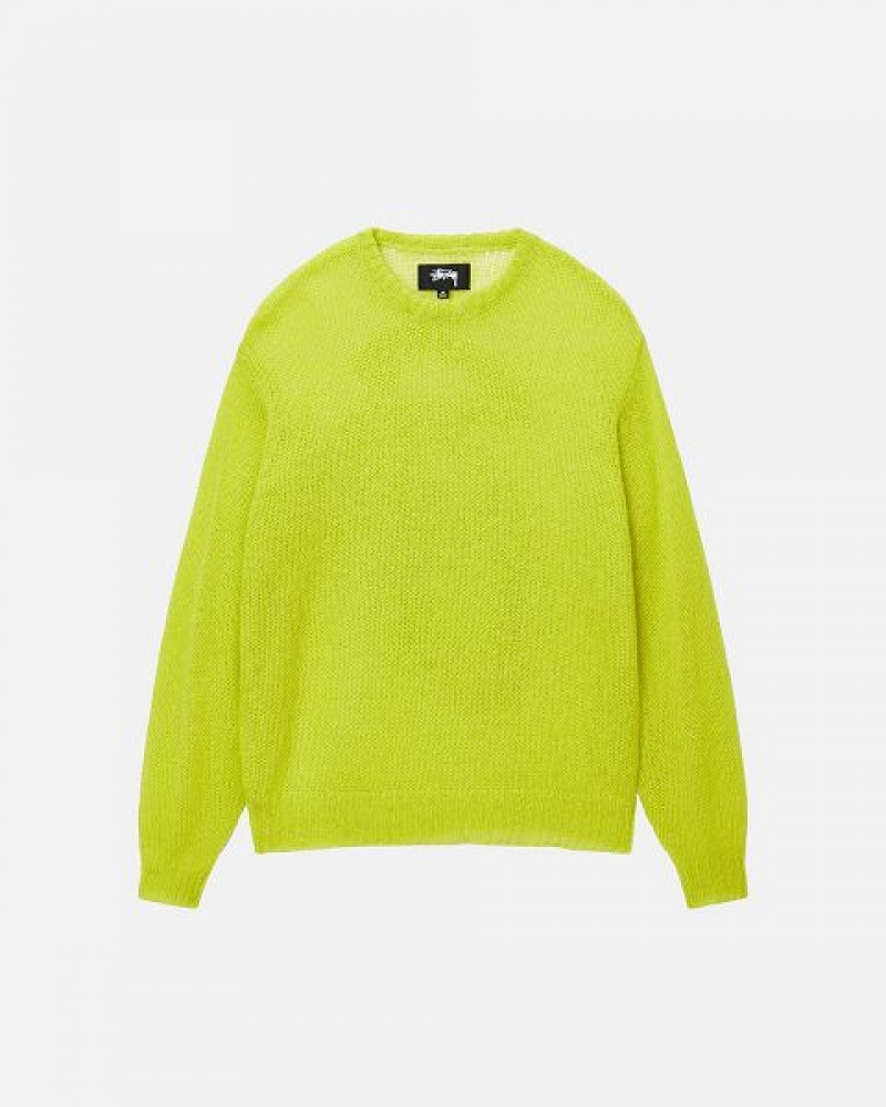 Light Green Stussy S Loose Knit Sweaters | 9857AMLIB