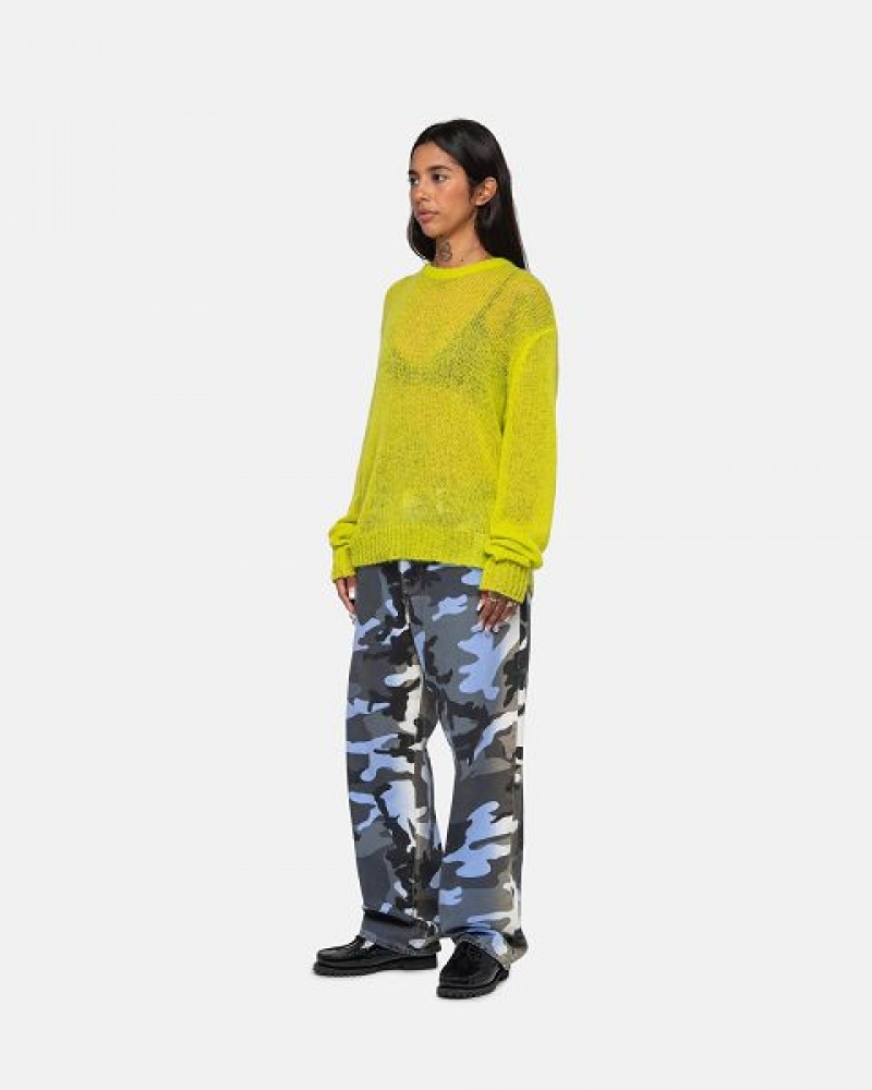 Light Green Stussy S Loose Knit Sweaters | 9857AMLIB