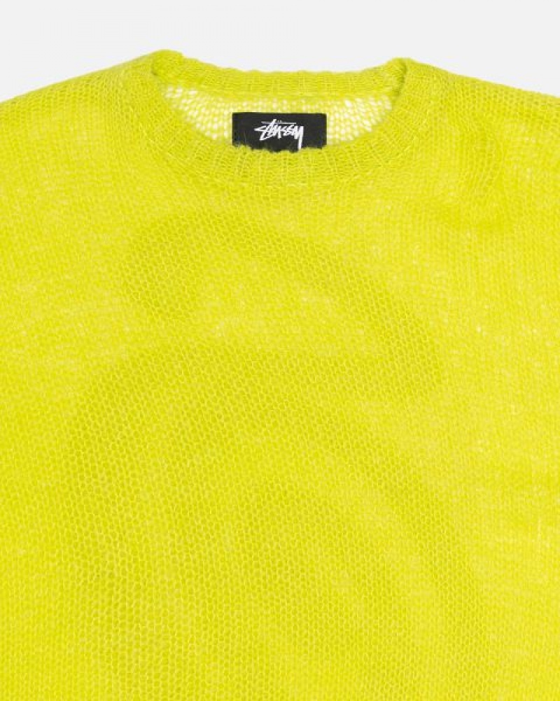 Light Green Stussy S Loose Knit Sweaters | 9857AMLIB